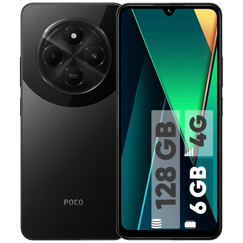 گوشی موبایل شیائومی مدل Poco C75 دو سیم کارت ظرفیت 128 گیگابایت و رم 6 گیگابایت -گلوبال - 18 ماه گارانتی شرکتی و ریجستر شده